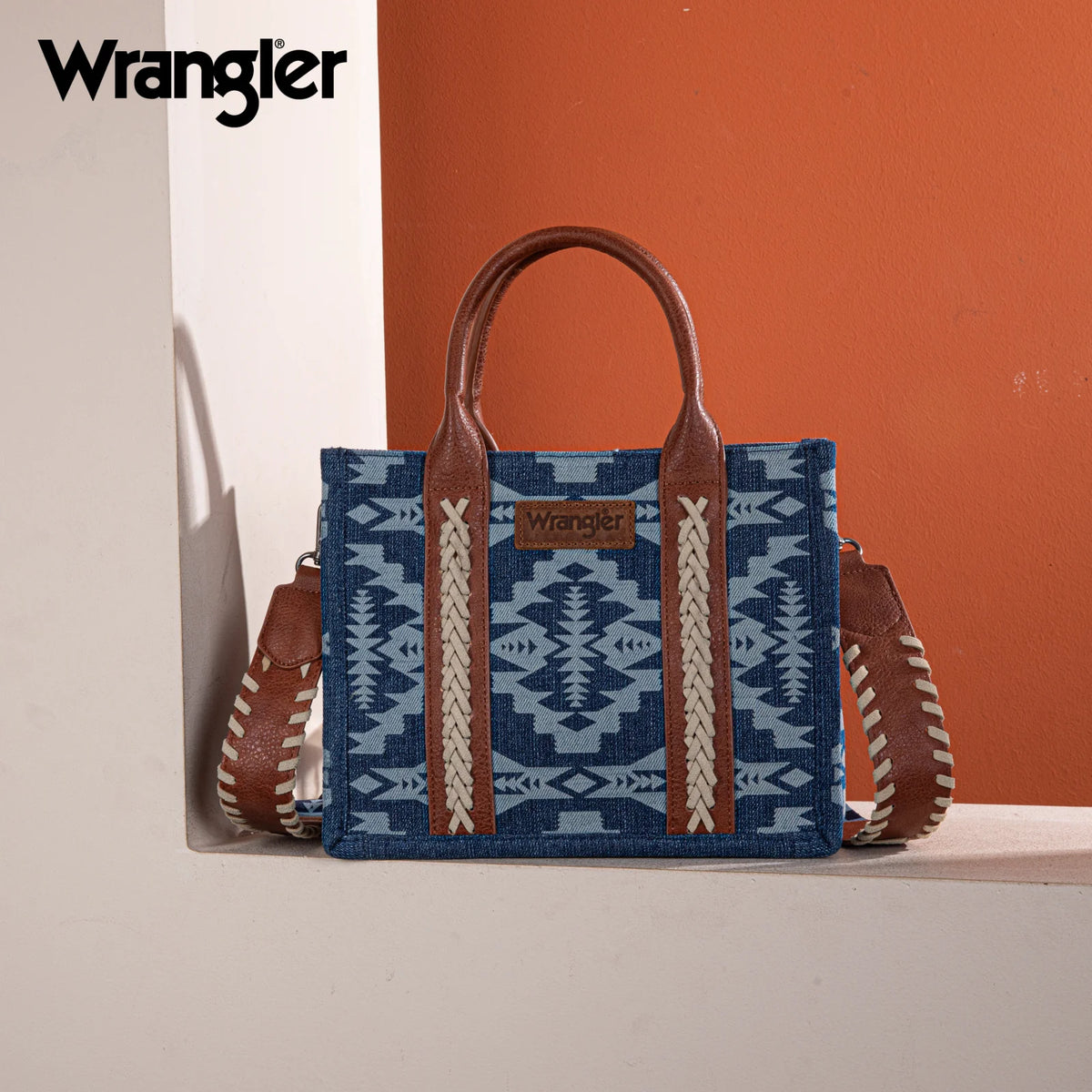 Wrangler Southwestern Print Small Canvas Tote/Crossbody - Jean