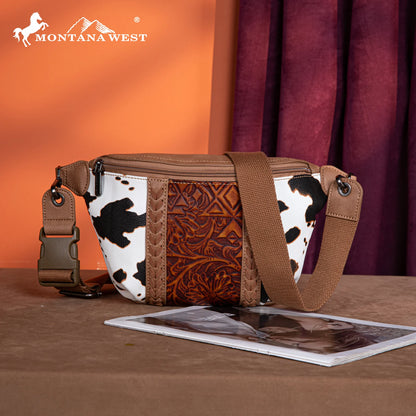 Montana West Tooled Collection Fanny Pack - Brown