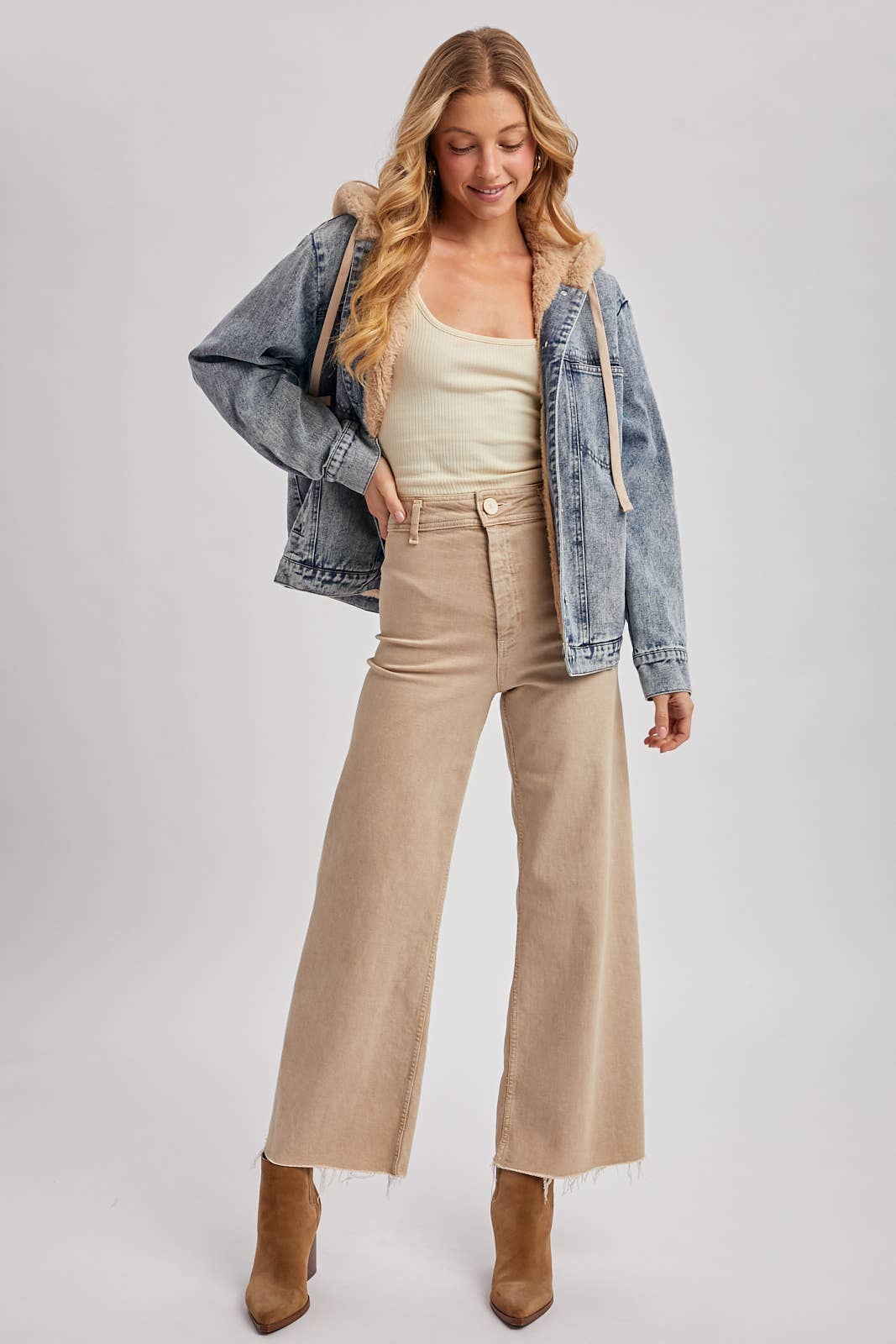 Blue Ridge Teddy Lined Denim Jacket with Hood