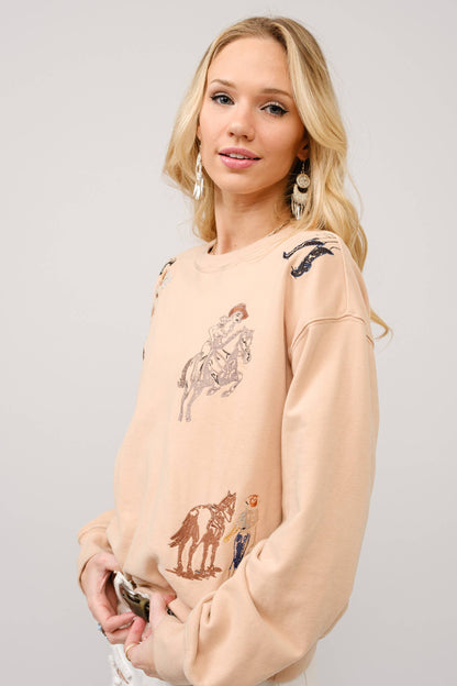 Rodeo Girls Western Embroidered Sweatshirt