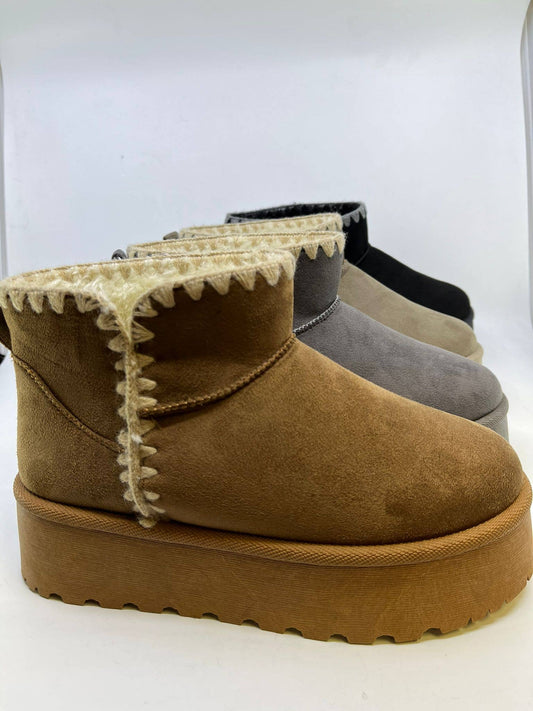 Winter Western Stitched Moon Boots