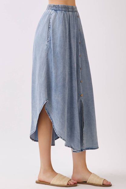 The Blue Sage Tencel Midi Skirt