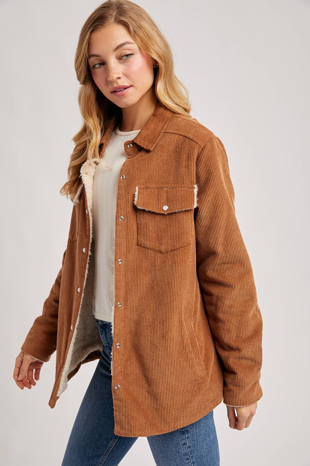 Fireside Corduroy Sherpa Lined Jacket in Camel
