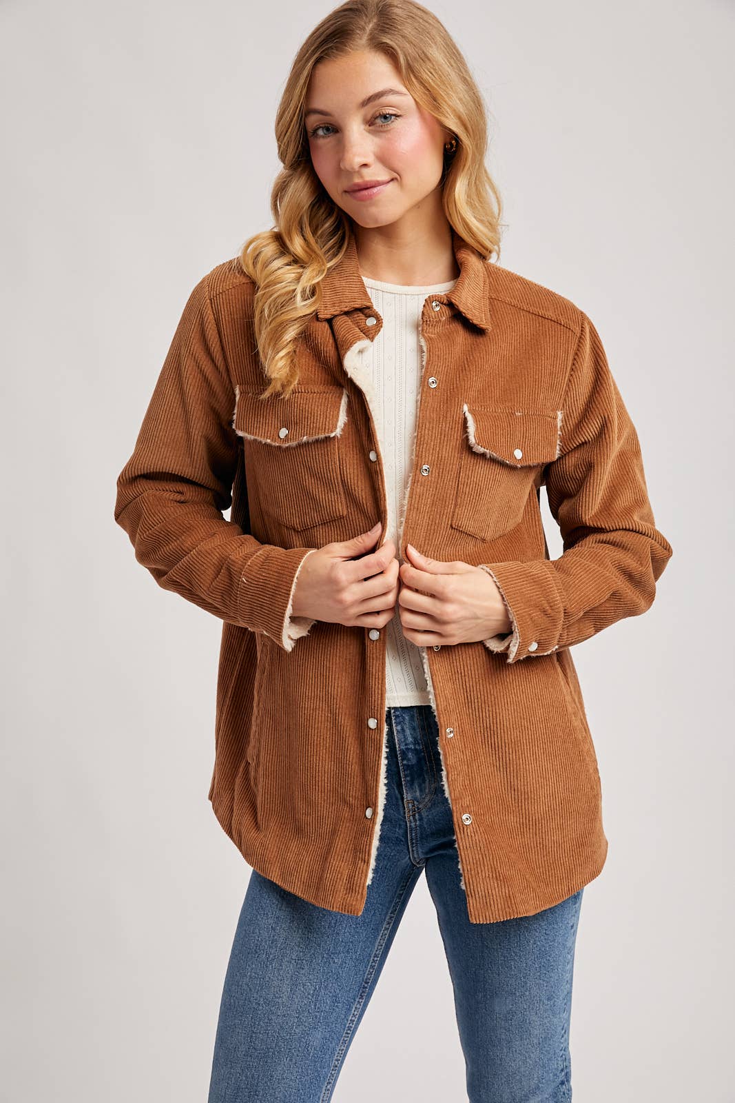 Fireside Corduroy Sherpa Lined Jacket in Camel