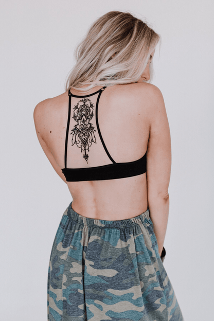 Three Bird Nest - Tattoo Bralette - Black