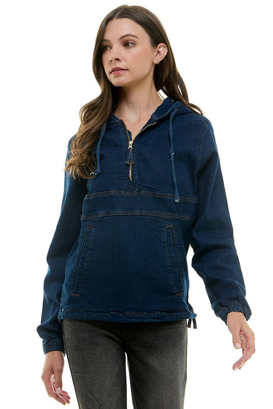 The Denim Hoodie Jacket - dark wash