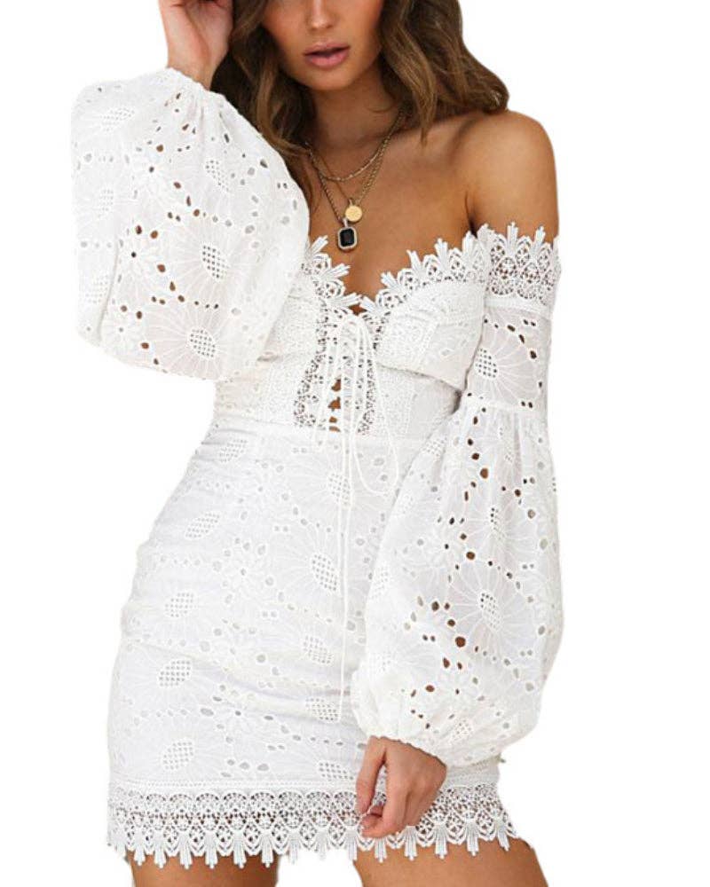 The Romantic Lace Long Sleeve Mini Dress