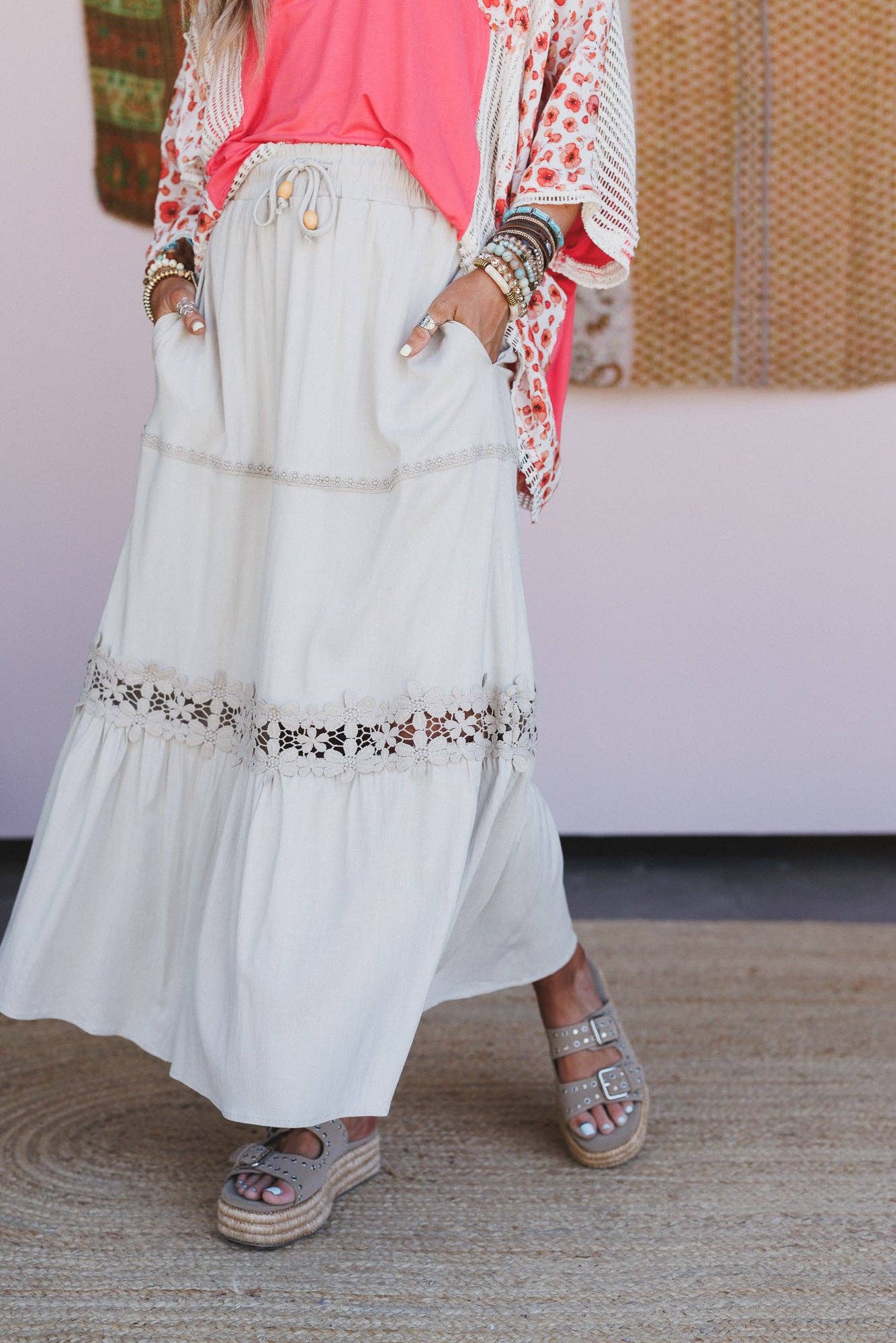Three Bird Nest - Desert Lace Skirt - Oatmeal
