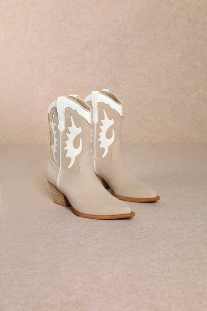 Python Cowboy Booties in Beige