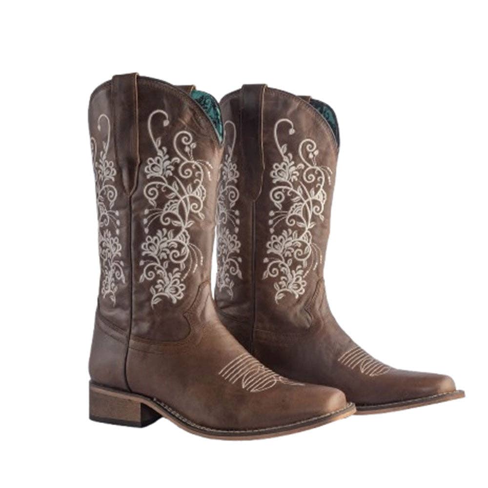 Desert Bloom Leather Cowgirl Boots