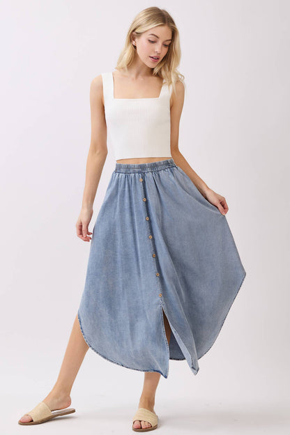 The Blue Sage Tencel Midi Skirt