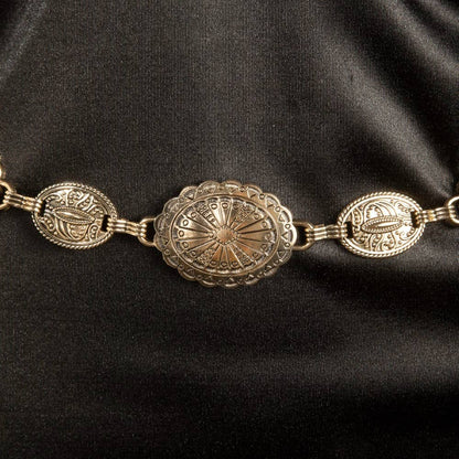 Western Abstract Pattern Concho Chain Belt