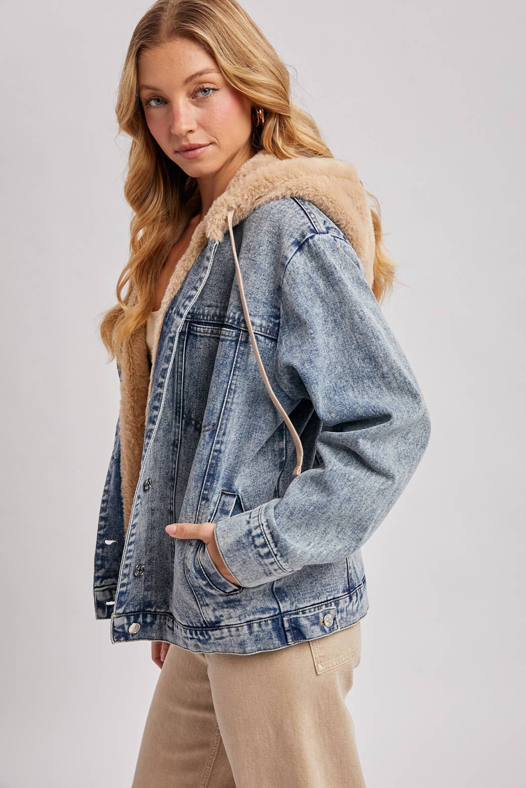 Blue Ridge Teddy Lined Denim Jacket with Hood