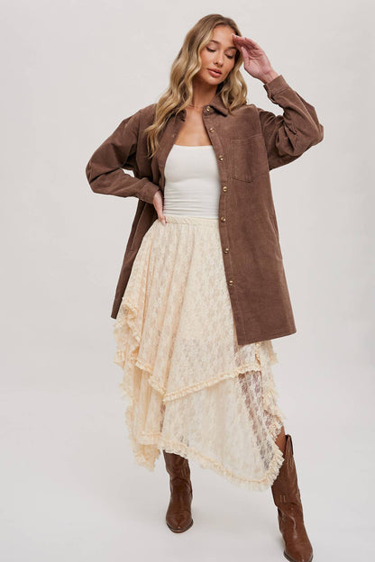 Lace Tiered Midi Skirt