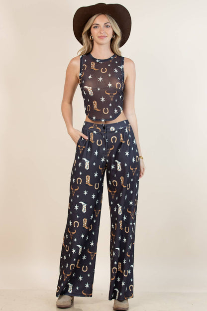Lucky Cow Mesh Crop Top