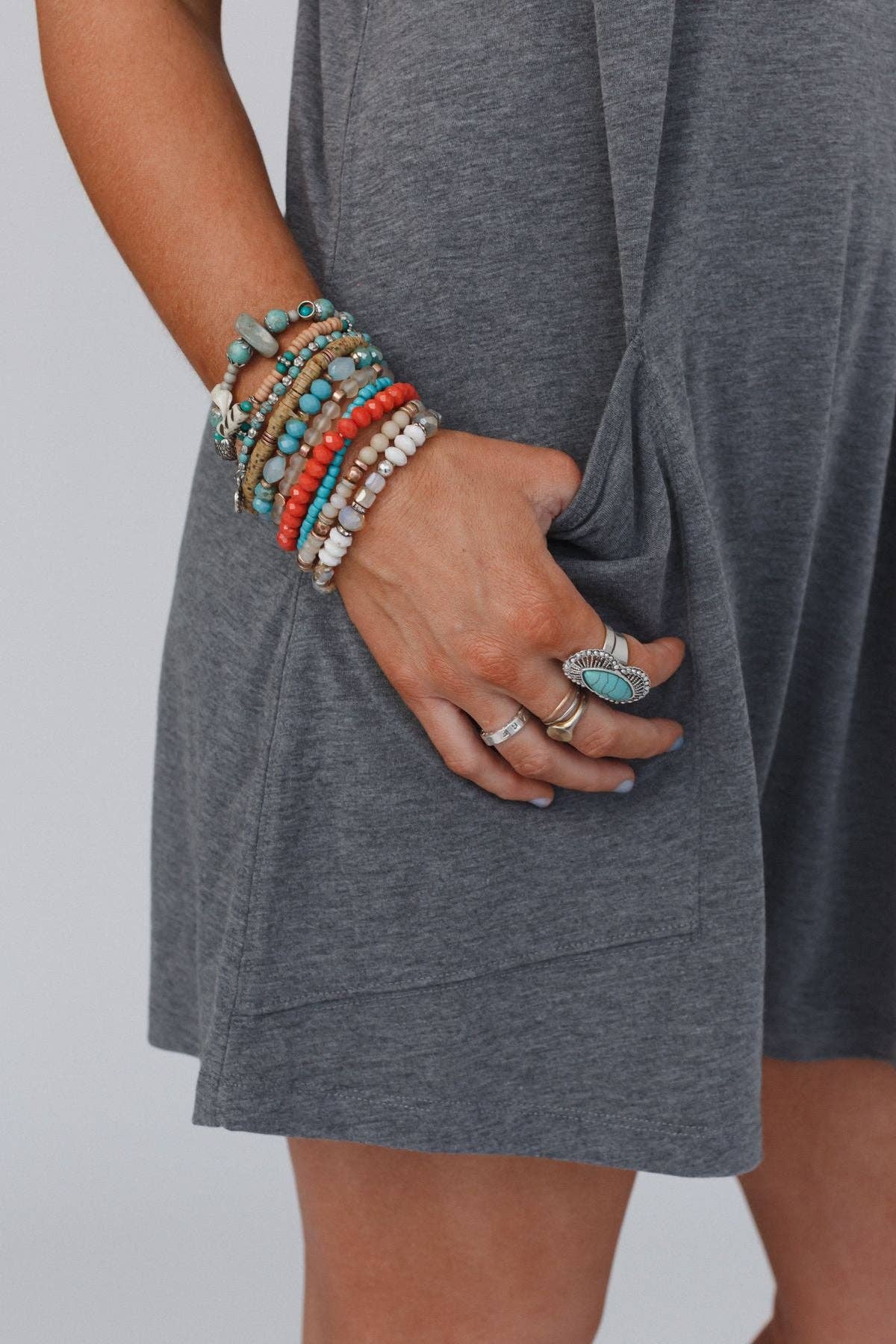 Three Bird Nest - Go West Adjustable Turquoise Ring - Silver