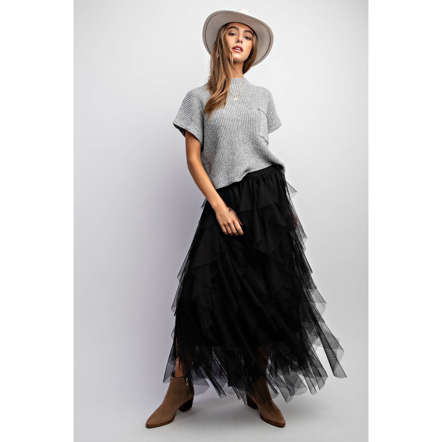 Wanderlust Tulle Maxi Skirt - black
