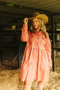 Peach Denim Button Down layered Dress