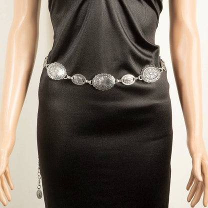 Western Abstract Pattern Concho Chain Belt
