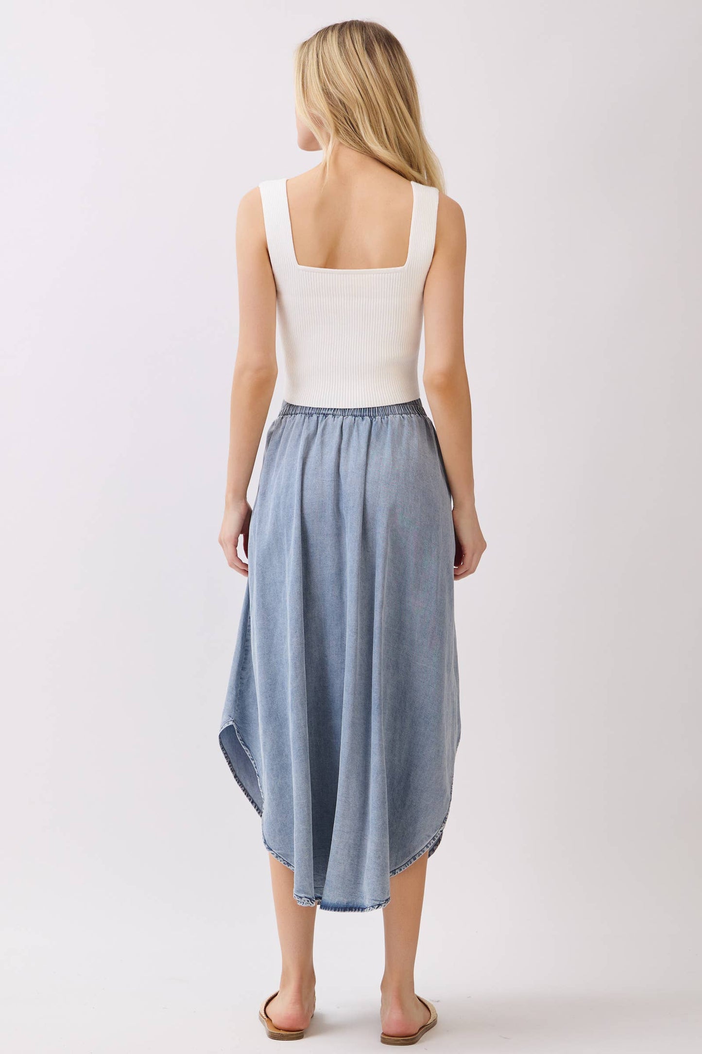 The Blue Sage Tencel Midi Skirt