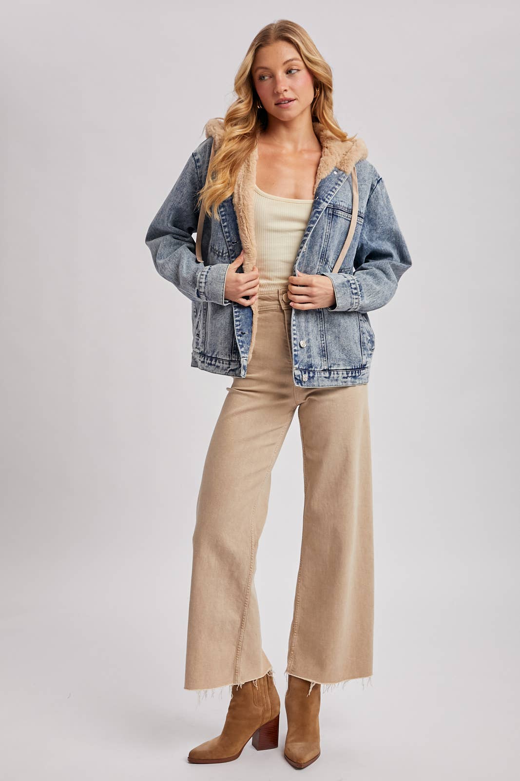 Blue Ridge Teddy Lined Denim Jacket with Hood