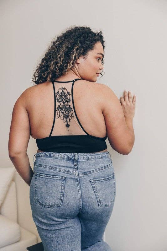 The Midnight Tattoo Mesh Racerback Bralette ✨