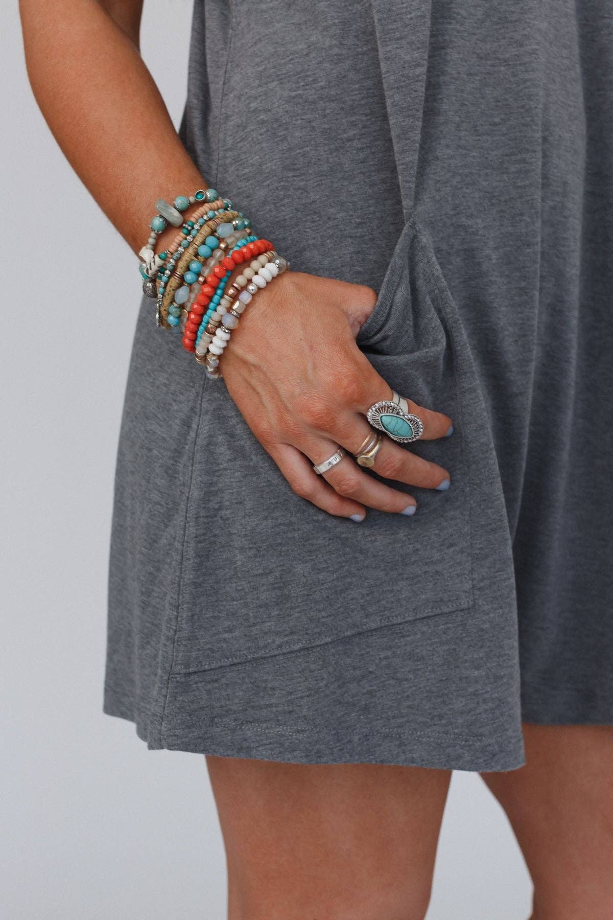 Three Bird Nest - Go West Adjustable Turquoise Ring - Silver