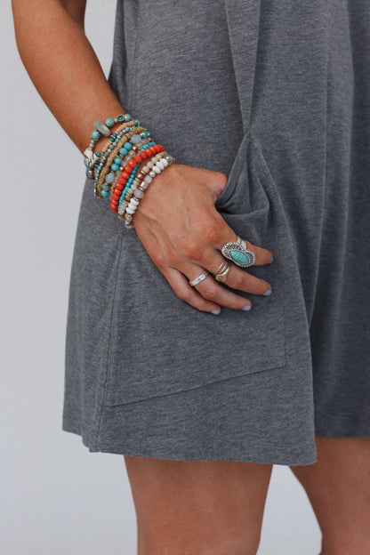 Three Bird Nest - Go West Adjustable Turquoise Ring - Silver