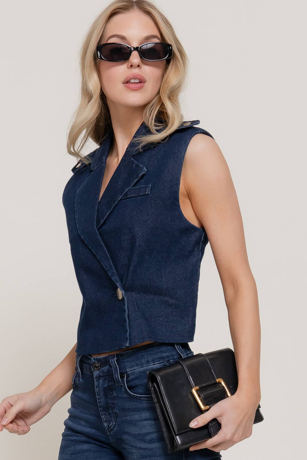The Dakota Double-Breasted Denim Vest