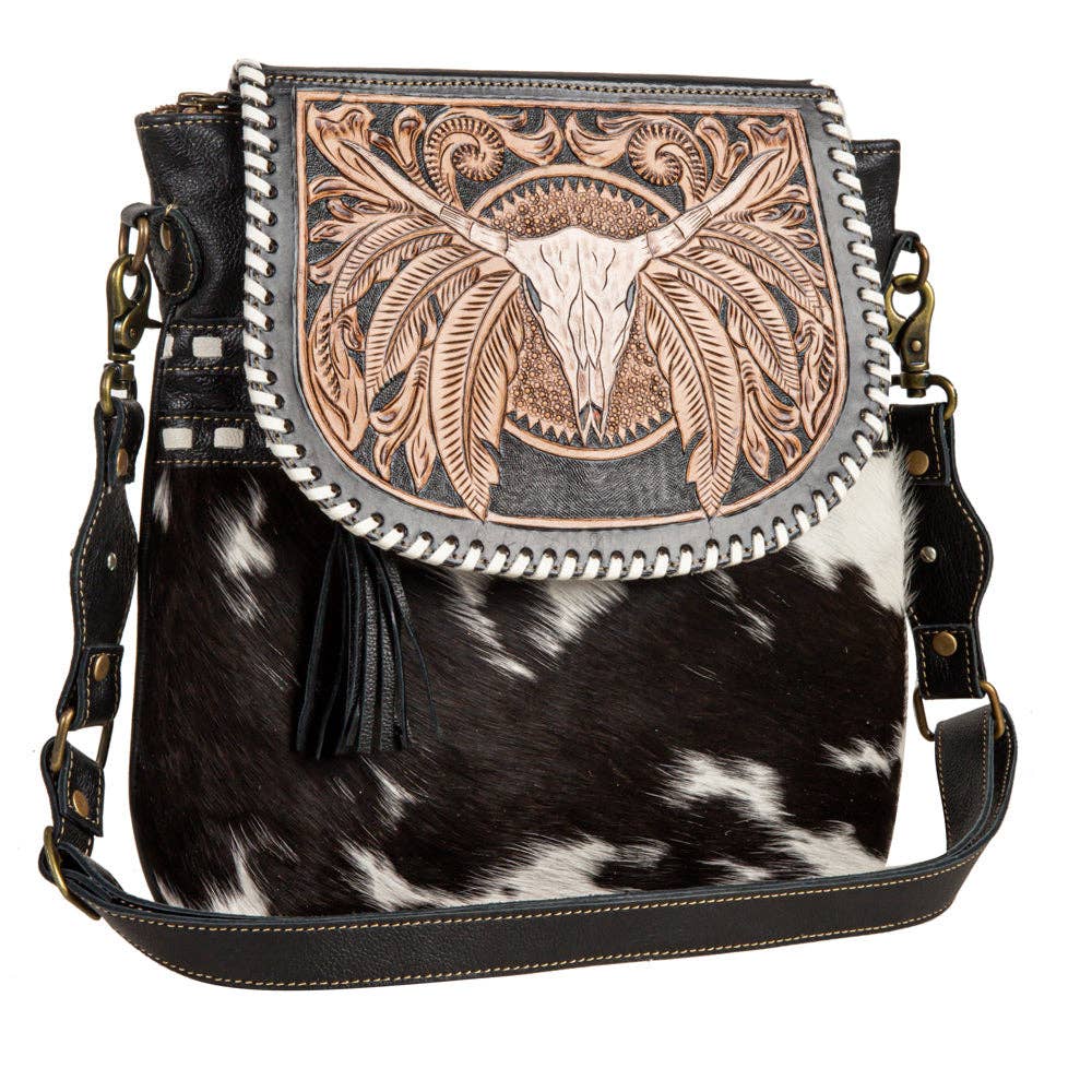 Spirit Of The Herd Hand-Tooled Leather Hair-On Bag