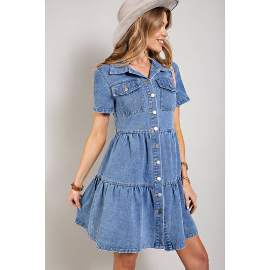 True Blue Denim Button Down Mini