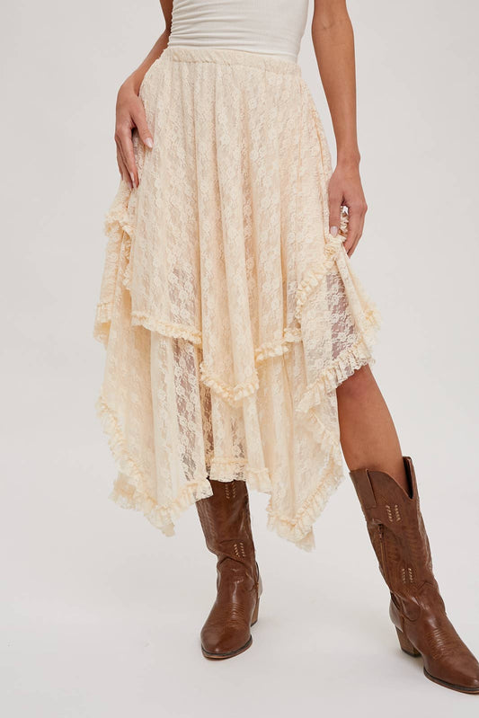 Lace Tiered Midi Skirt