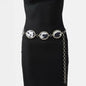 Western Cowhide Disc Chain Belt - Black and White