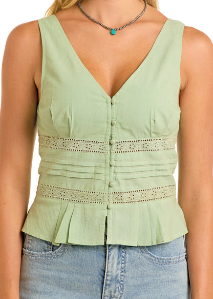 Eyelet Inset Tank by Rock and Roll Denim