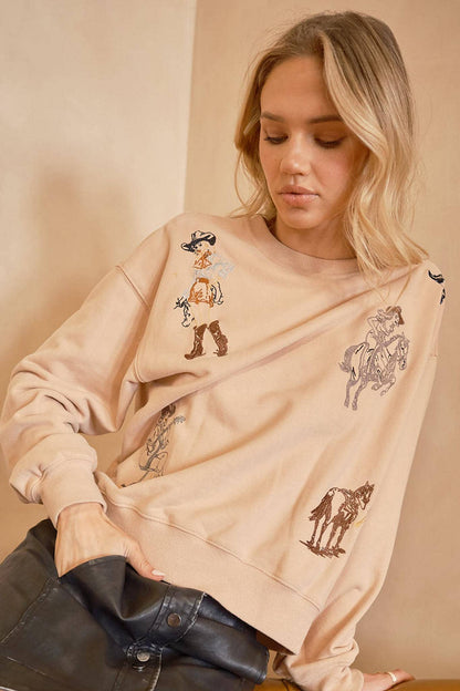 Rodeo Girls Western Embroidered Sweatshirt