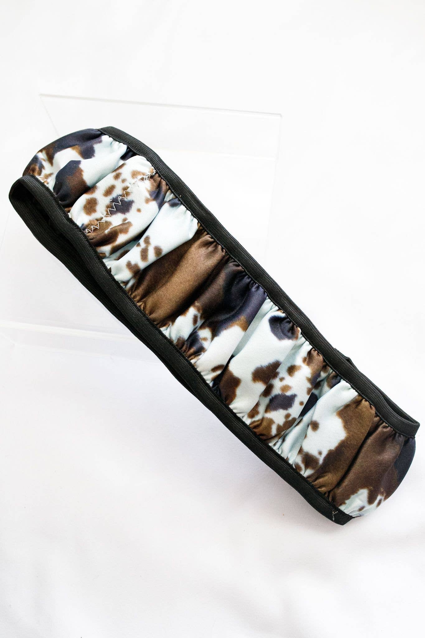 Brown & White Cowhide Steering Wheel Cover