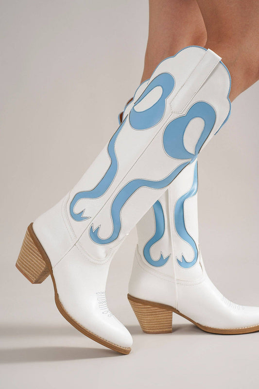 The Glenda Bow Boots - blue