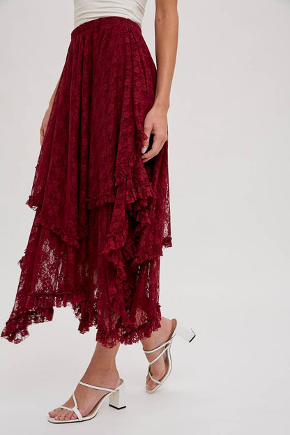 Lace Tiered Midi Skirt