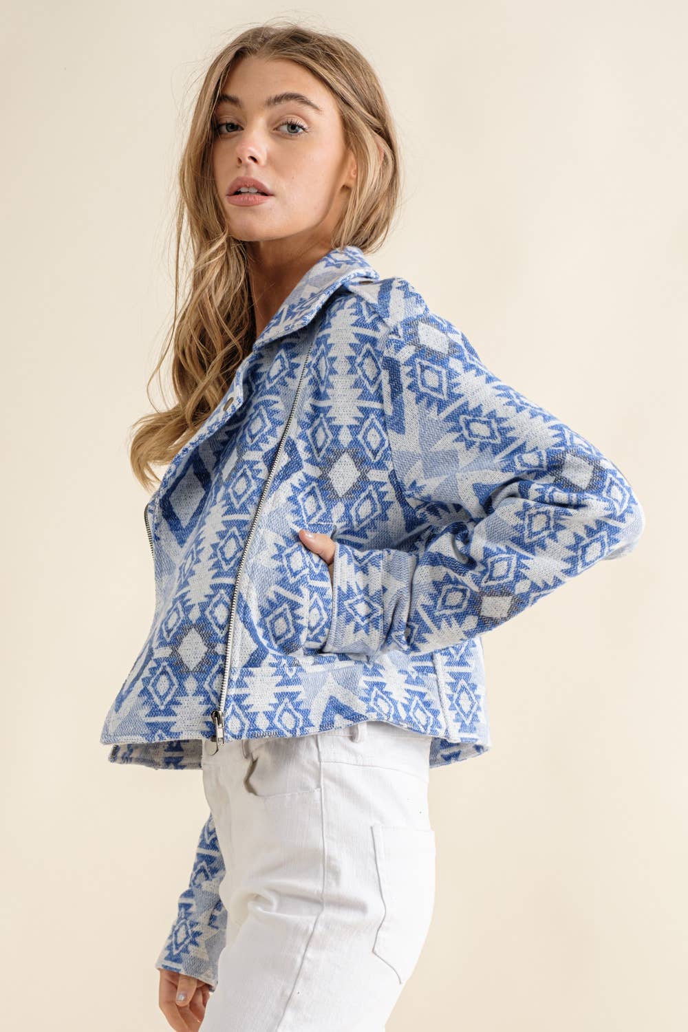 Aztec Crop Moto Jacket