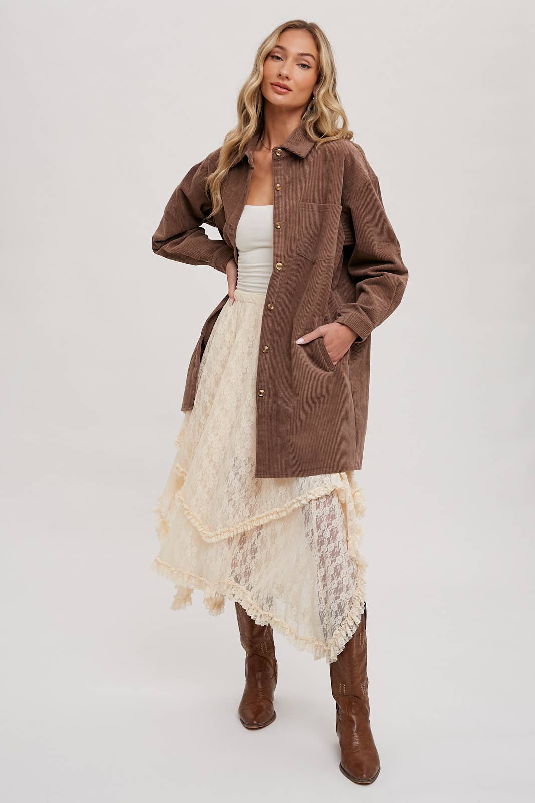 Lace Tiered Midi Skirt