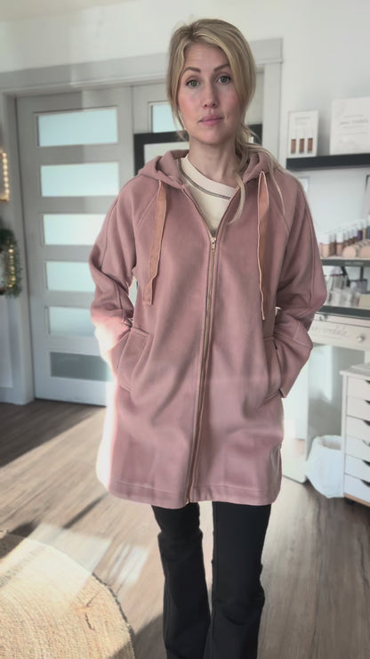 Mystree Hooded Zip Up Jacket - Winter Rose