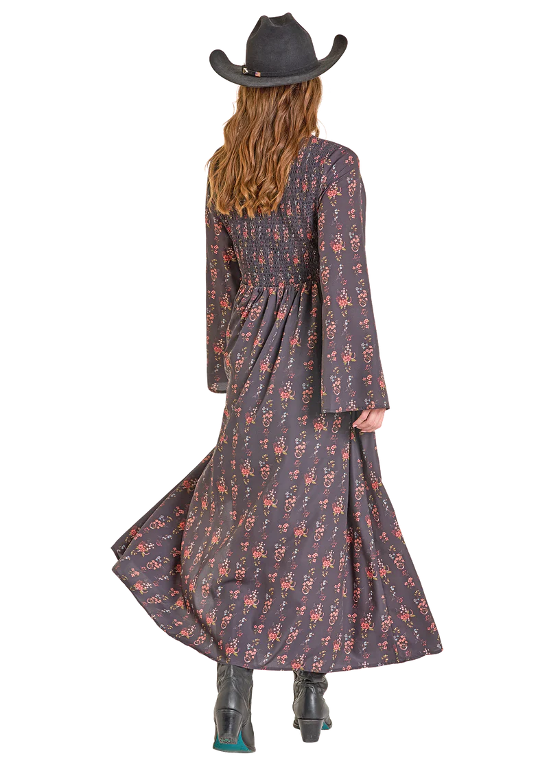 Floral Printed Dress with Bell Sleeves by Rock and Roll Denim
